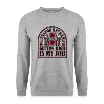 Elevator Mechanic Getting High Is My Job Elevator - Unisex Sweatshirt - salt & pepper - Front - Alina (178cm) & Michal (187cm)