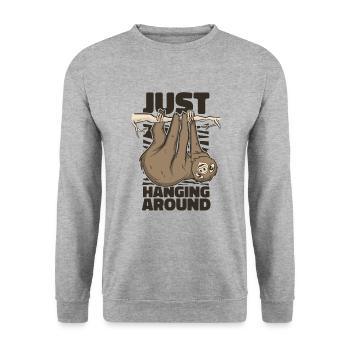 Just Hanging Around Brown-Throated Pilosa - Unisex Sweatshirt - salt & pepper - Front - Alina (178cm) & Michal (187cm)