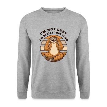 Ich bin wirklich so langsam Pilosa Folivora - Unisex Pullover - Weißgrau meliert - Vorne - Alina (178cm) & Michal (187cm)