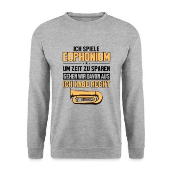 Euphoniumspieler hat immer Recht Euphonist Player - Sweat-shirt Unisexe - gris chiné - Devant - Alina (178cm) & Michal (187cm)