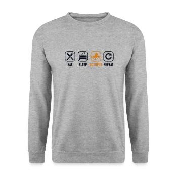 Eat Sleep Octopus Repeat Octopodes Octopoda Lover - Unisex Sweatshirt - salt & pepper - Front - Alina (178cm) & Michal (187cm)
