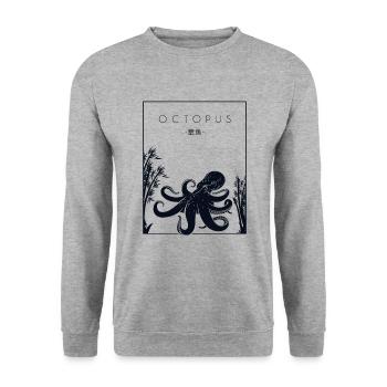 Octopus Chinese Hanzi Cephalopoda Octopodes - Unisex Sweatshirt - salt & pepper - Front - Alina (178cm) & Michal (187cm)