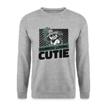 Bamboo Loving Cutie Panda Bear Friend Giant Panda - Unisex Sweatshirt - salt & pepper - Front - Alina (178cm) & Michal (187cm)