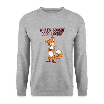 Qu’est-ce qui mijote bien Caninae Red Fox - Sweat-shirt Unisexe - gris chiné - Devant - Alina (178cm) & Michal (187cm)