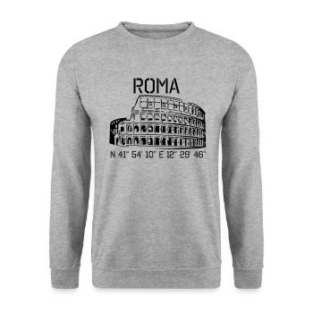 Rom Koordinaten N 41° 54' 10'' O 12° 29' 46'' - Unisex Pullover - Weißgrau meliert - Vorne - Alina (178cm) & Michal (187cm)