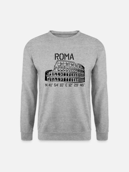 Rom Koordinaten N 41° 54' 10'' O 12° 29' 46'' - Unisex Pullover - Weißgrau meliert