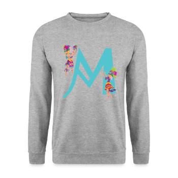 karneval m - Unisex Pullover - Weißgrau meliert - Vorne - Alina (178cm) & Michal (187cm)