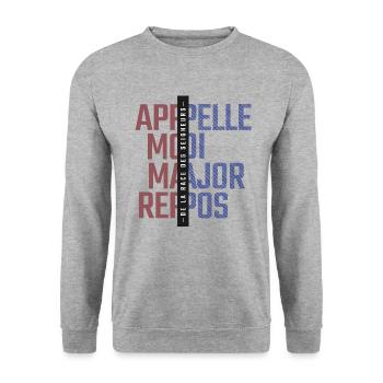 APPELLE MAJOR , REPOS - Sweat-shirt Unisexe - gris chiné - Devant - Alina (178cm) & Michal (187cm)