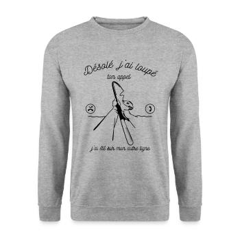 Désole, j'ai loupé ton appel... - Sweat-shirt Unisexe - gris chiné - Devant - Alina (178cm) & Michal (187cm)