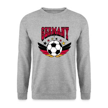 Fußball Shirt Germany Retro College Look Style - Unisex Pullover - Weißgrau meliert - Vorne - Alina (178cm) & Michal (187cm)