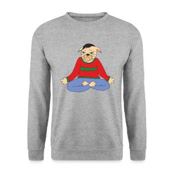 Chat sérieux - Sweat-shirt Unisexe - gris chiné - Devant - Alina (178cm) & Michal (187cm)