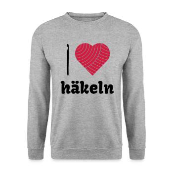 Häkelliebe - Unisex Pullover - Weißgrau meliert - Vorne - Alina (178cm) & Michal (187cm)