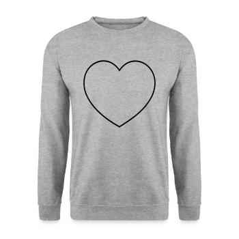 Customizable Heart Outline Outline Heart - Unisex Sweatshirt - salt & pepper - Front - Alina (178cm) & Michal (187cm)