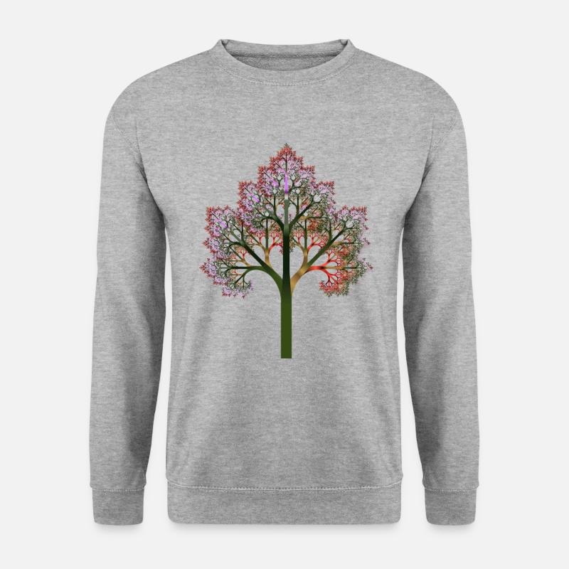 Fraktal #X81_4 fraktaler Baum - Unisex Pullover - Weißgrau meliert