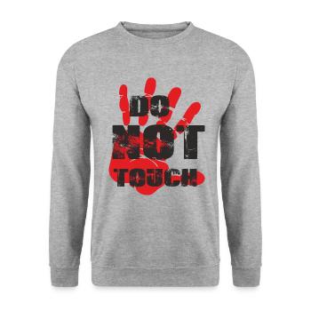 red hand, stop, do not touch - Unisex Sweatshirt - salt & pepper - Front - Alina (178cm) & Michal (187cm)