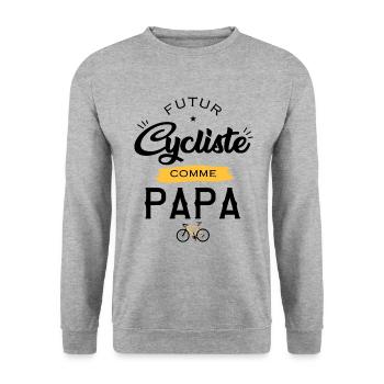 future cyclist as dad birth father and son - Unisex Sweatshirt - salt & pepper - Front - Alina (178cm) & Michal (187cm)