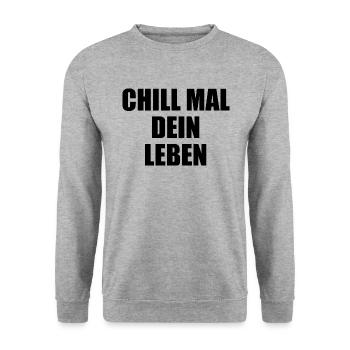 Chill Mal Dein Leben - Unisex Pullover - Weißgrau meliert - Vorne - Alina (178cm) & Michal (187cm)