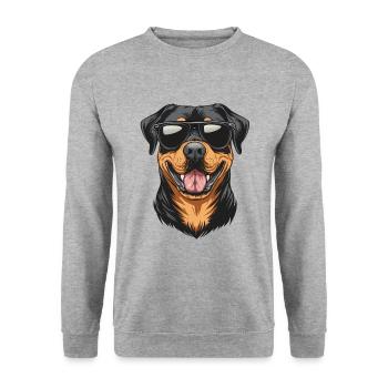 chien Rottweiler cool avec des lunettes de soleil :-) - Sweat-shirt Unisexe - gris chiné - Devant - Alina (178cm) & Michal (187cm)
