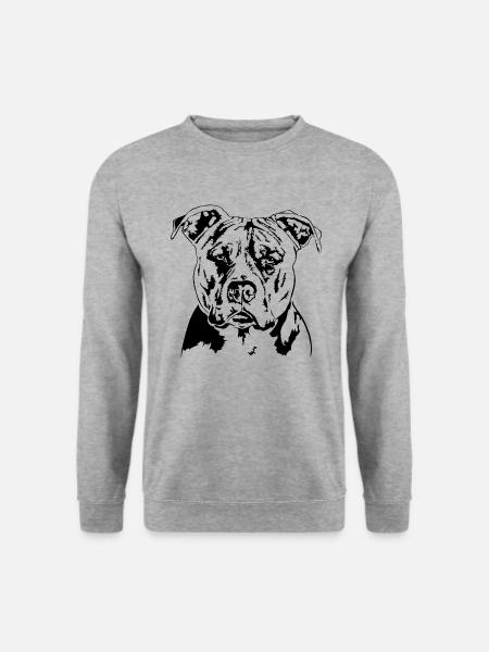 AMERICAN STAFFORDSHIRE Portrait Hunde Wilsigns - Unisex Pullover - Weißgrau meliert