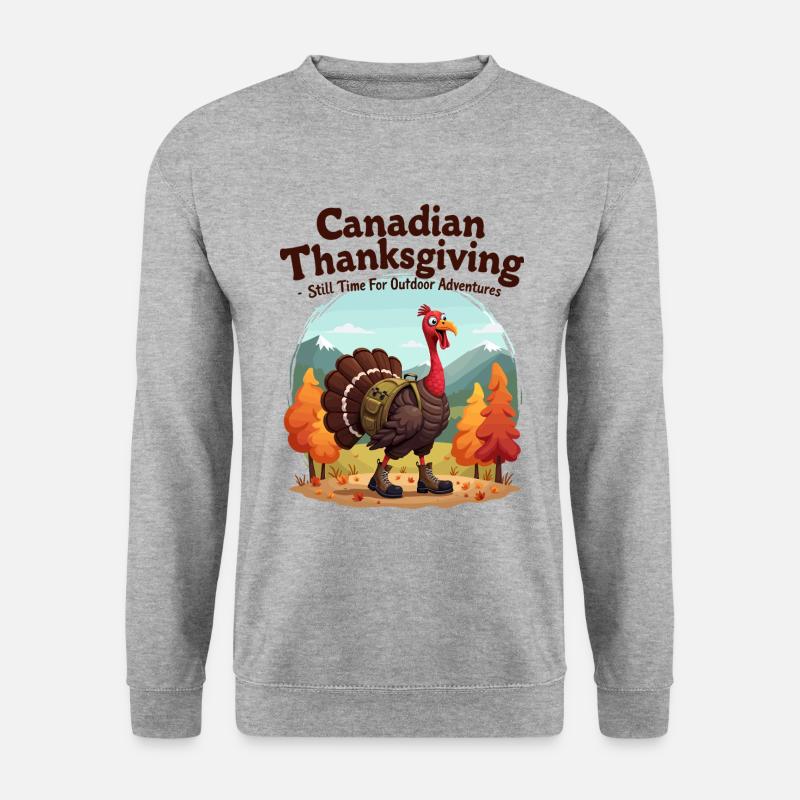 Kanadisches Thanksgiving Abenteuer - Unisex Pullover - Weißgrau meliert