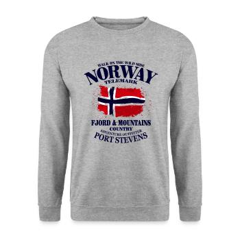 Telemark Norway - Vintage Flag - Unisex Pullover - Weißgrau meliert - Vorne - Alina (178cm) & Michal (187cm)