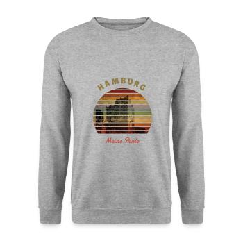 Vintage Hamburg Heimat Meine Perle - Unisex Pullover - Weißgrau meliert - Vorne - Alina (178cm) & Michal (187cm)
