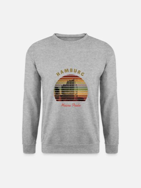 Vintage Hamburg Heimat Meine Perle - Unisex Pullover - Weißgrau meliert