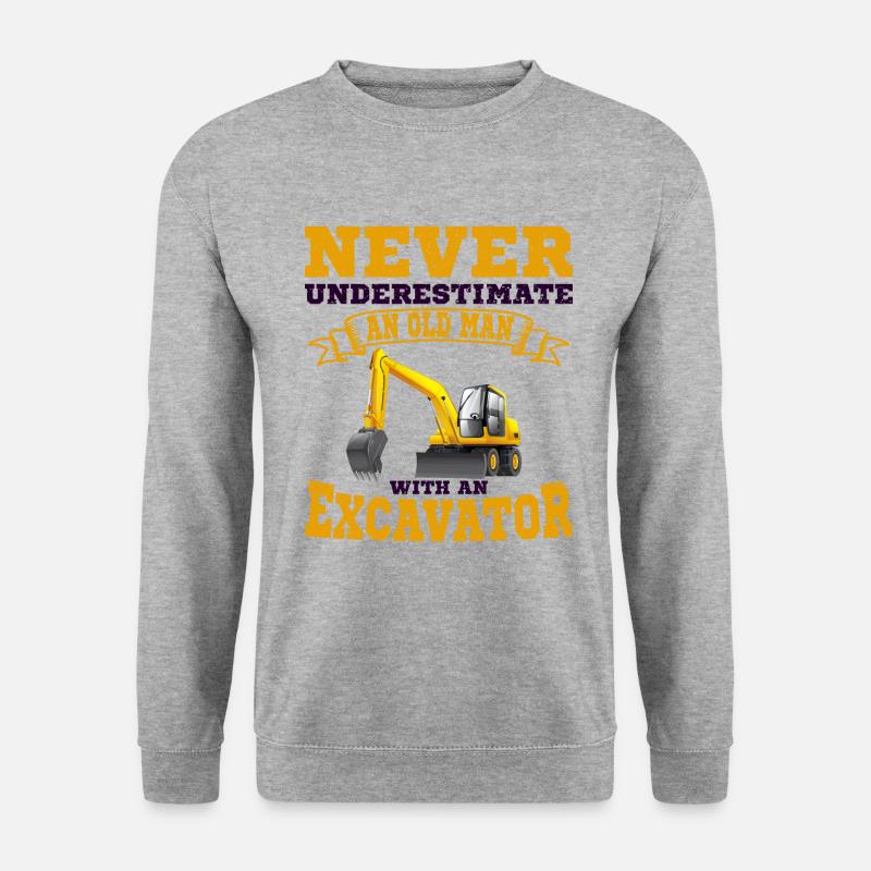 Baggerfahrer - Unisex Pullover - Weißgrau meliert