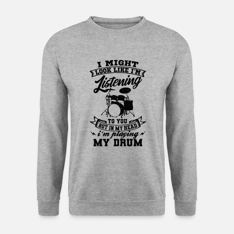Schlagzeuger - Unisex Pullover - Weißgrau meliert