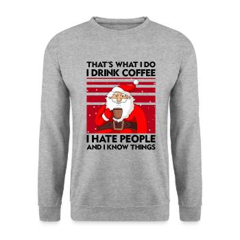 Weihnachtsmann - Unisex Pullover - Weißgrau meliert - Vorne - Alina (178cm) & Michal (187cm)