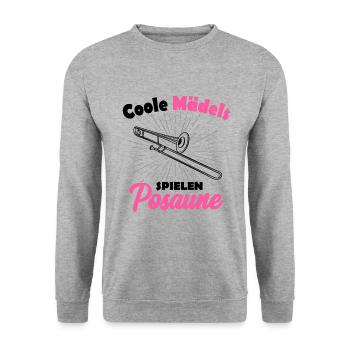Posaune - Unisex Pullover - Weißgrau meliert - Vorne - Alina (178cm) & Michal (187cm)