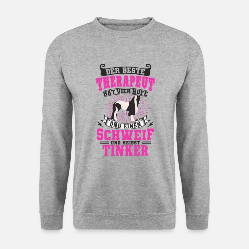 Tinker Pferd - Unisex Pullover - Weißgrau meliert