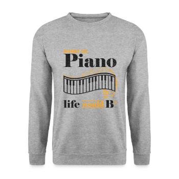 Piano - Unisex Pullover - Weißgrau meliert - Vorne - Alina (178cm) & Michal (187cm)
