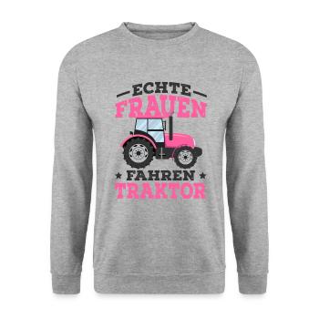 Landwirtin - Unisex Pullover - Weißgrau meliert - Vorne - Alina (178cm) & Michal (187cm)
