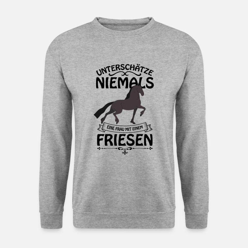 Friese Pferd - Unisex Pullover - Weißgrau meliert