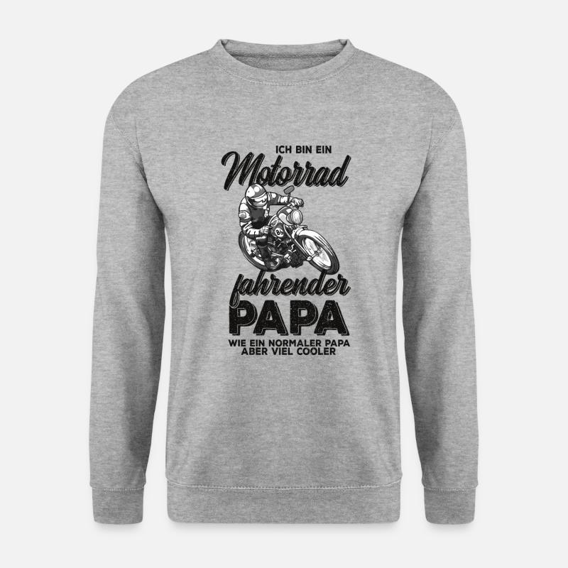 Motorrad Papa - Unisex Pullover - Weißgrau meliert