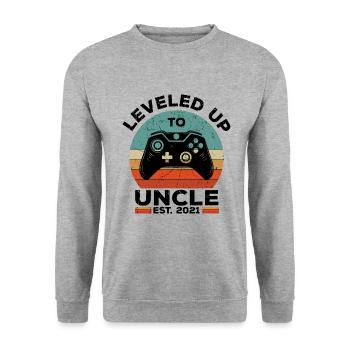 Onkel 2021 - Unisex Pullover - Weißgrau meliert - Vorne - Alina (178cm) & Michal (187cm)