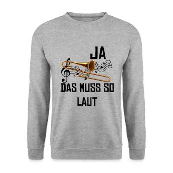 Posaune - Unisex Pullover - Weißgrau meliert - Vorne - Alina (178cm) & Michal (187cm)