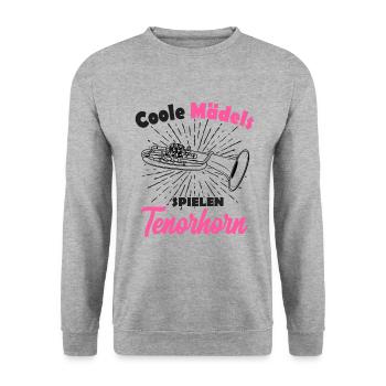 Tenorhorn - Unisex Pullover - Weißgrau meliert - Vorne - Alina (178cm) & Michal (187cm)