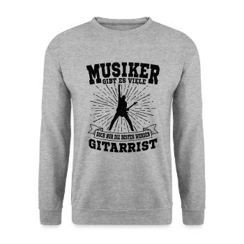 Gitarrist - Unisex Pullover - Weißgrau meliert - Vorne - Alina (178cm) & Michal (187cm)