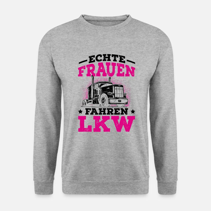 LKW Fahrerin - Unisex Pullover - Weißgrau meliert
