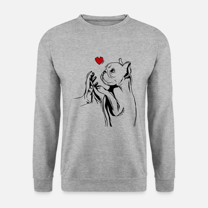 Französische Bulldogge - Unisex Pullover - Weißgrau meliert