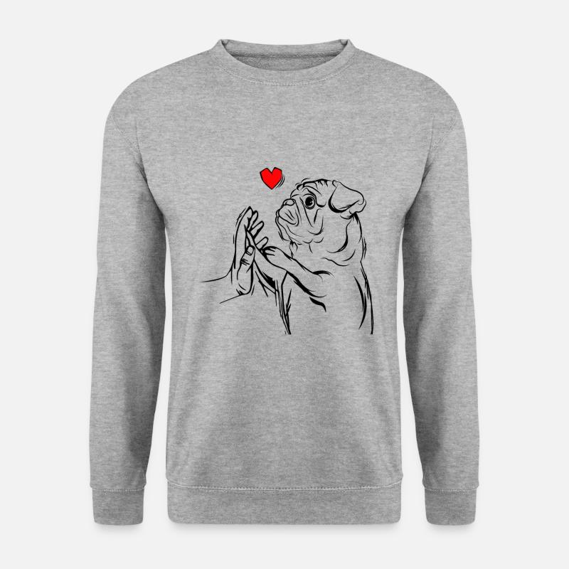 Mops - Unisex Pullover - Weißgrau meliert