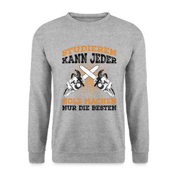 Holzfäller - Unisex Pullover - Weißgrau meliert - Vorne - Alina (178cm) & Michal (187cm)
