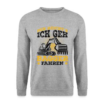 Baggerfahrer - Unisex Pullover - Weißgrau meliert - Vorne - Alina (178cm) & Michal (187cm)