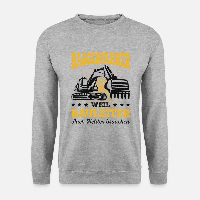 Baggerfahrer - Unisex Pullover - Weißgrau meliert