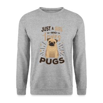 Mops - Unisex Pullover - Weißgrau meliert - Vorne - Alina (178cm) & Michal (187cm)