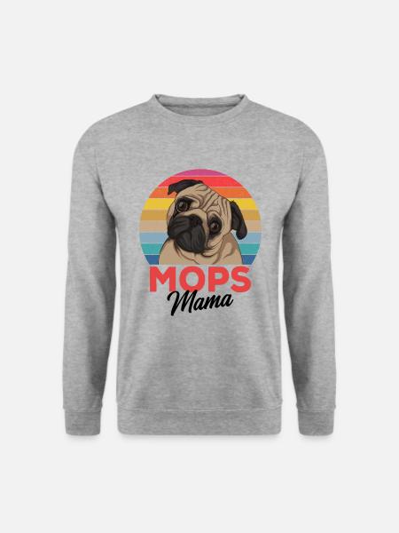 Mops - Unisex Pullover - Weißgrau meliert