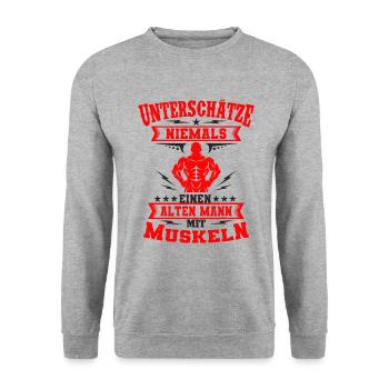 Bodybuilder - Unisex Pullover - Weißgrau meliert - Vorne - Alina (178cm) & Michal (187cm)