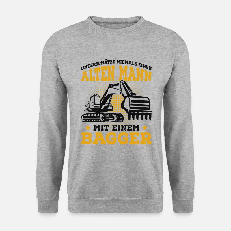 Baggerfahrer - Unisex Pullover - Weißgrau meliert
